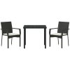 Trädgårdsstol Set med kudde 3 pcs Svart vidaXL 80 x 80 x 73 cm – miniatyr 7
