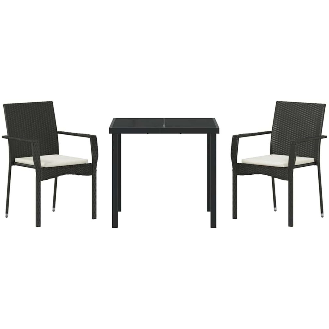 Trädgårdsstol Set med kudde 3 pcs Svart vidaXL 80 x 80 x 73 cm – bild 7