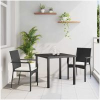 Trädgårdsstol Set med kudde 3 pcs Svart vidaXL