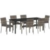 Trädgårdsstol Set med kudde 7 pcs Grå vidaXL 200 x 80 x 73 cm – miniatyr 2