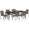 Trädgårdsstol Set med kudde 7 pcs Grå vidaXL 200 x 80 x 73 cm – miniatyr 3