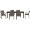 Trädgårdsstol Set med kudde 7 pcs Grå vidaXL 200 x 80 x 73 cm – miniatyr 6