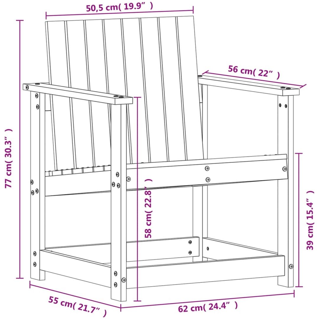 Trädgårdsstol vaxbrun 62x56x77 cm massiv furu vidaXL – bild 9