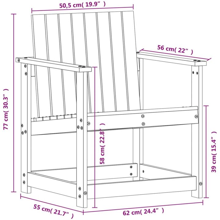 Trädgårdsstol vaxbrun 62x56x77 cm massiv furu vidaXL – bild 9