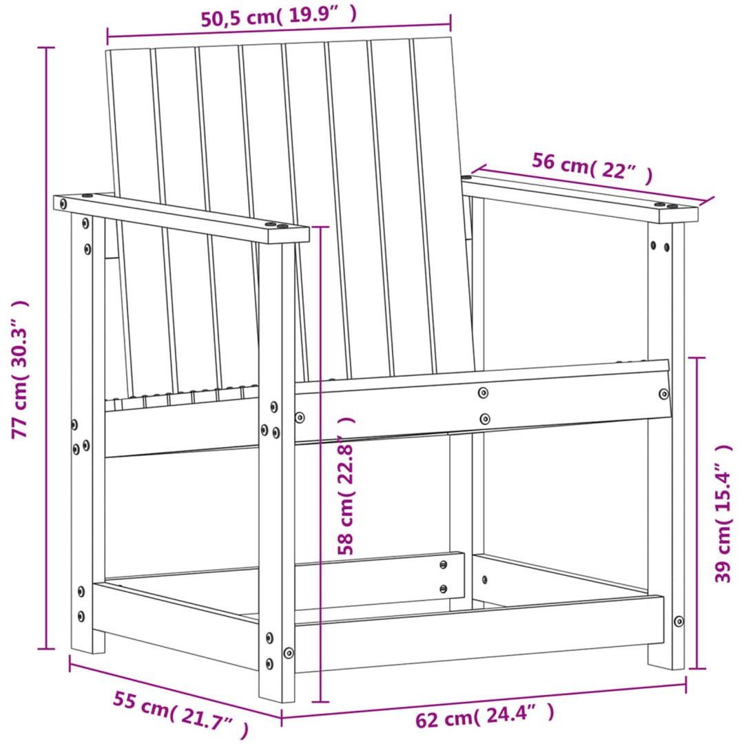 Trädgårdsstol vit 62x56x77 cm massiv furu vidaXL – bild 9