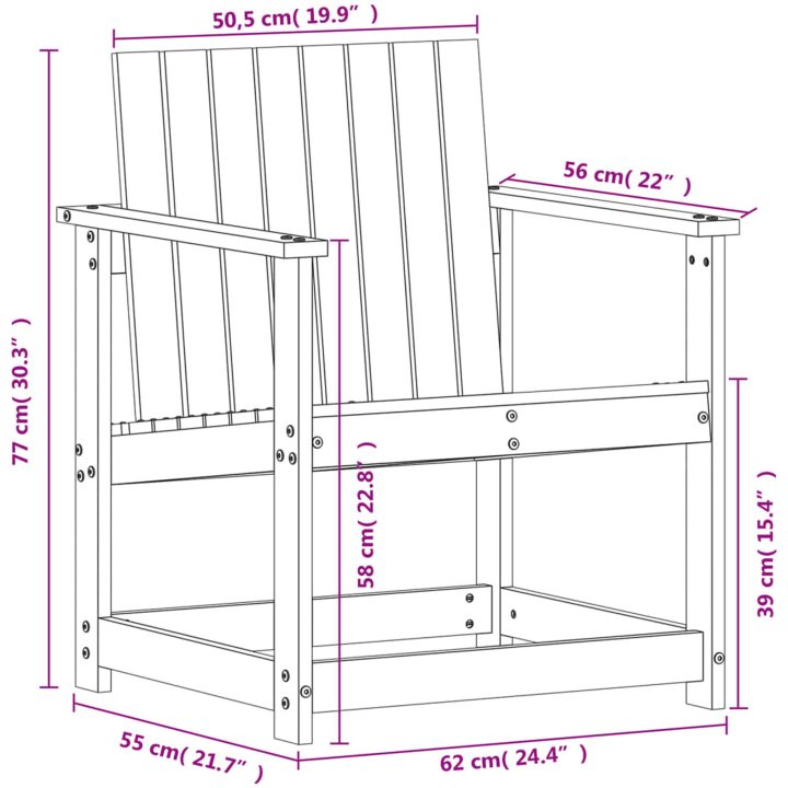 Trädgårdsstol vit 62x56x77 cm massiv furu vidaXL – bild 9