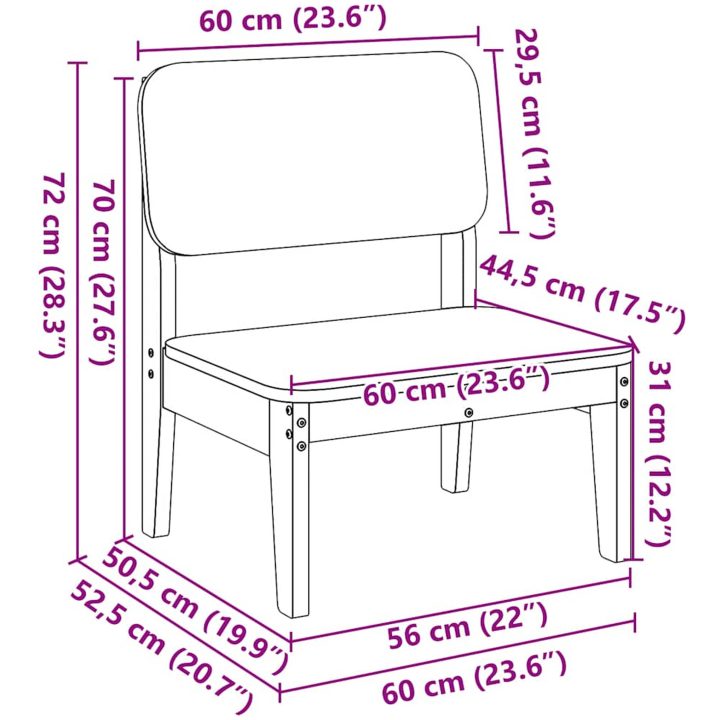 Trädgårdsstolar 2 st 60x52,5x72 cm massiv douglasträ vidaXL – bild 10