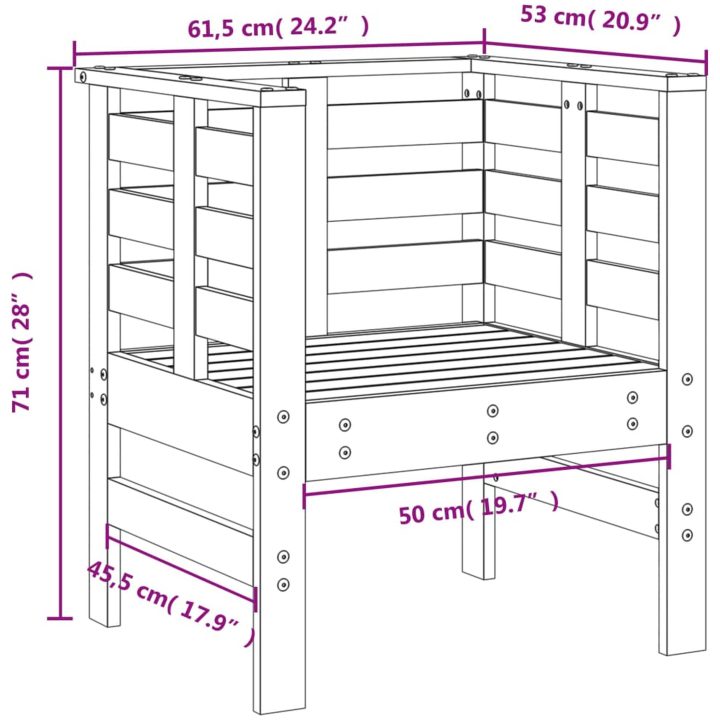 Trädgårdsstolar 2 st 61,5x53x71 cm massiv douglasträ vidaXL – bild 10