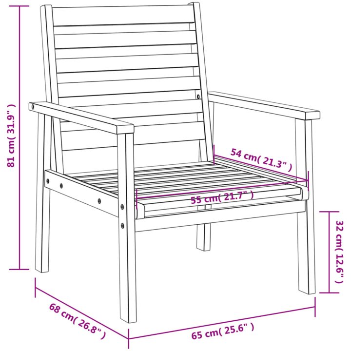 Trädgårdsstolar 2 st 66,5x65x81 cm massivt akaciaträ vidaXL – bild 10