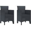 Trädgårdsstolar 2 st Antracit Poly Rattan vidaXL 53 x 49 x 85 cm – miniatyr 2