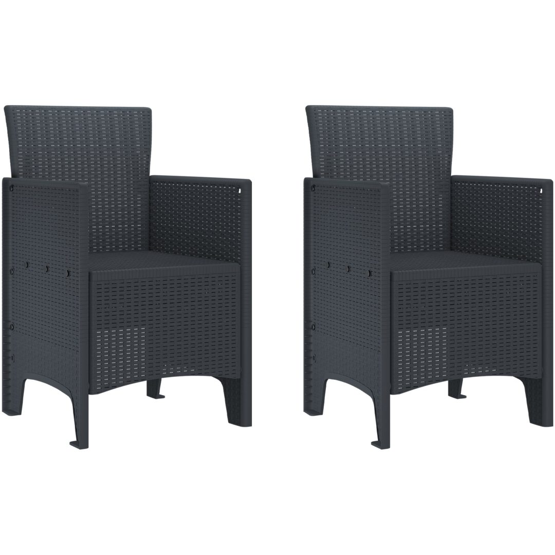 Trädgårdsstolar 2 st Antracit Poly Rattan vidaXL 53 x 49 x 85 cm – bild 2