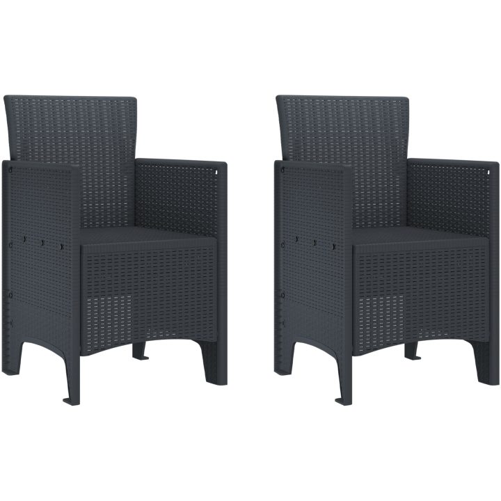 Trädgårdsstolar 2 st Antracit Poly Rattan vidaXL 53 x 49 x 85 cm – bild 2