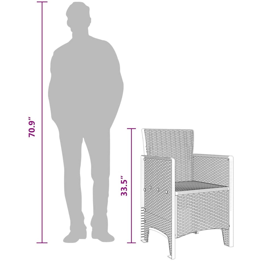 Trädgårdsstolar 2 st Antracit Poly Rattan vidaXL 53 x 49 x 85 cm – bild 10