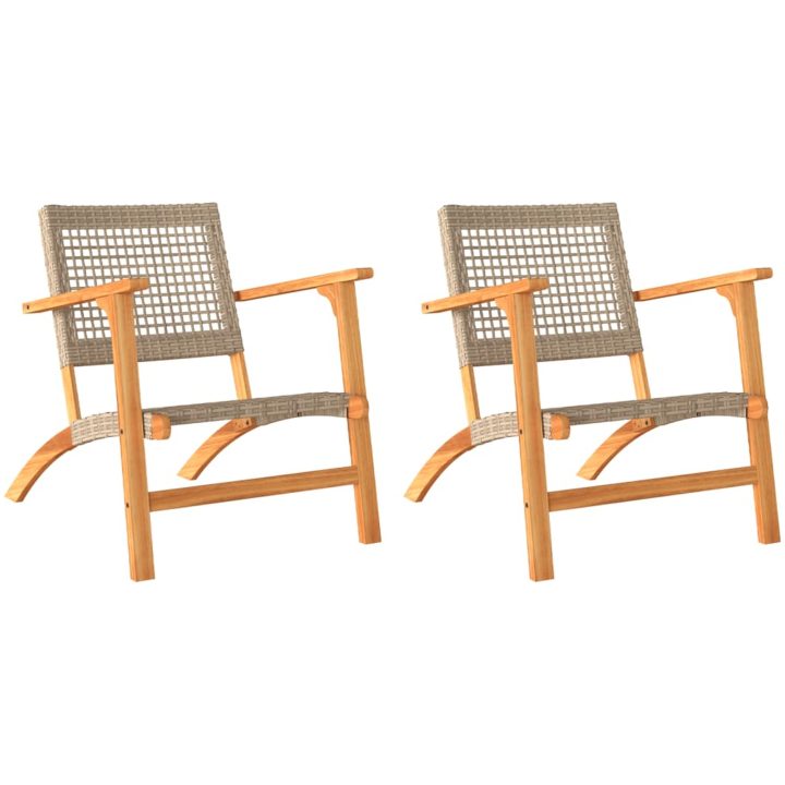 Trädgårdsstolar 2 st beige konstrotting akaciaträ vidaXL – bild 2