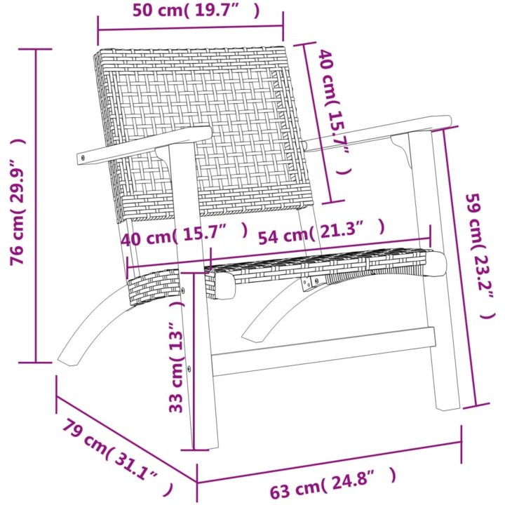 Trädgårdsstolar 2 st beige konstrotting akaciaträ vidaXL – bild 11