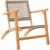 Trädgårdsstolar 2 st beige konstrotting akaciaträ vidaXL – miniatyr 4