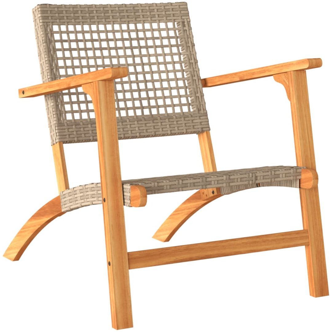 Trädgårdsstolar 2 st beige konstrotting akaciaträ vidaXL – bild 4