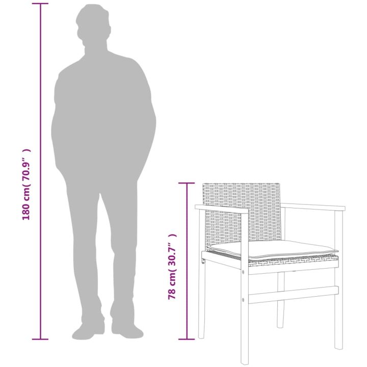 Trädgårdsstolar 2 st beige konstrotting och massivt trä vidaXL – bild 11