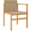 Trädgårdsstolar 2 st beige konstrotting och massivt trä vidaXL – miniatyr 4