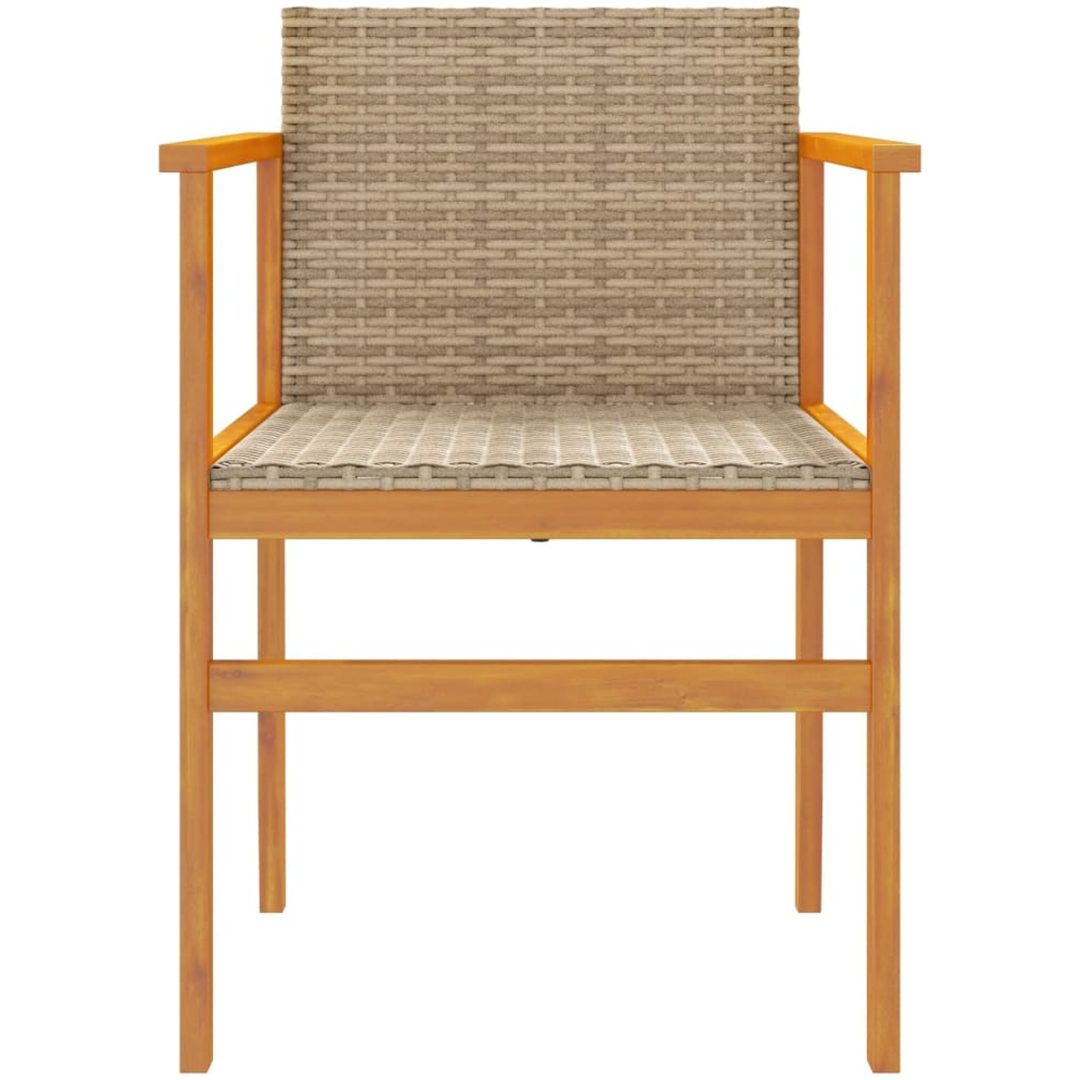Trädgårdsstolar 2 st beige konstrotting och massivt trä vidaXL – bild 5