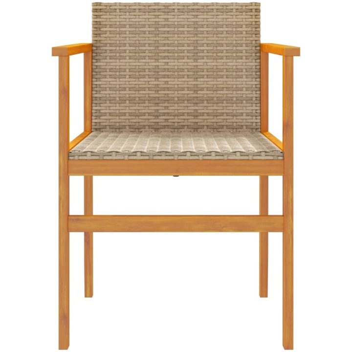 Trädgårdsstolar 2 st beige konstrotting och massivt trä vidaXL – bild 5