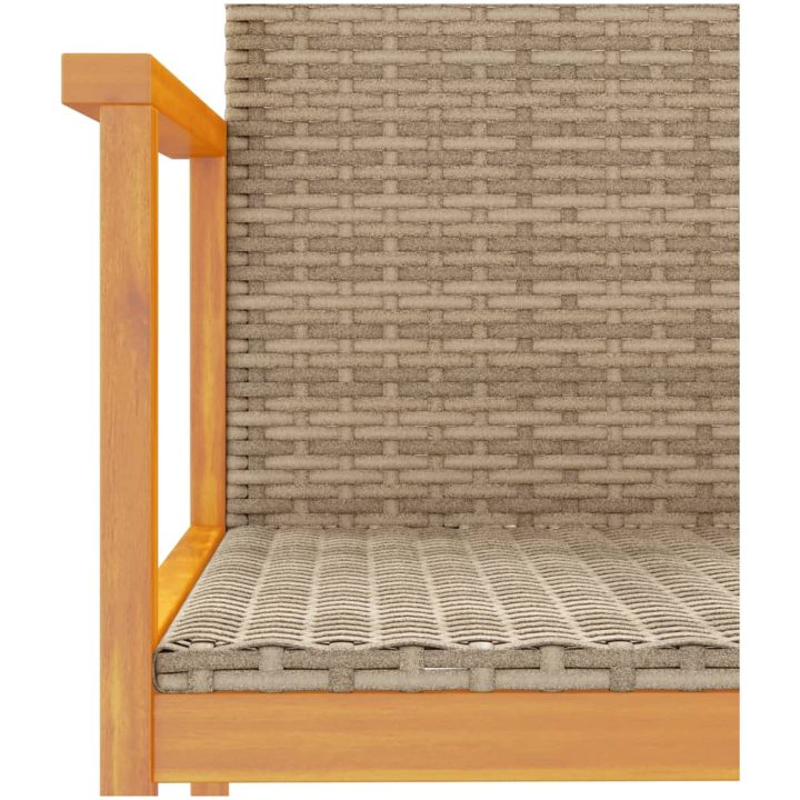 Trädgårdsstolar 2 st beige konstrotting och massivt trä vidaXL – bild 8