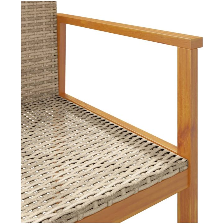 Trädgårdsstolar 2 st beige konstrotting och massivt trä vidaXL – bild 9