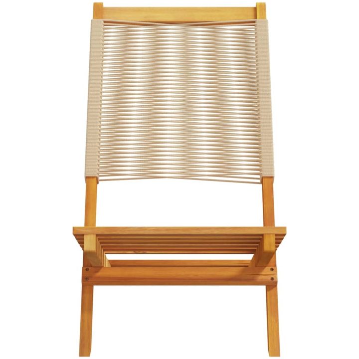 Trädgårdsstolar 2 st beige massivt akaciaträ och polypropen vidaXL – bild 5