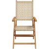 Trädgårdsstolar 2 st beige massivt trä akacia och konstrotting vidaXL – miniatyr 5