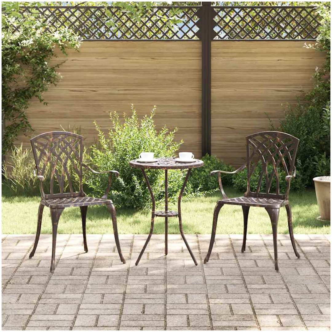 Trädgårdsstolar 2 st Brons Gjuten Aluminium vidaXL 53 x 51 x 88.5 cm