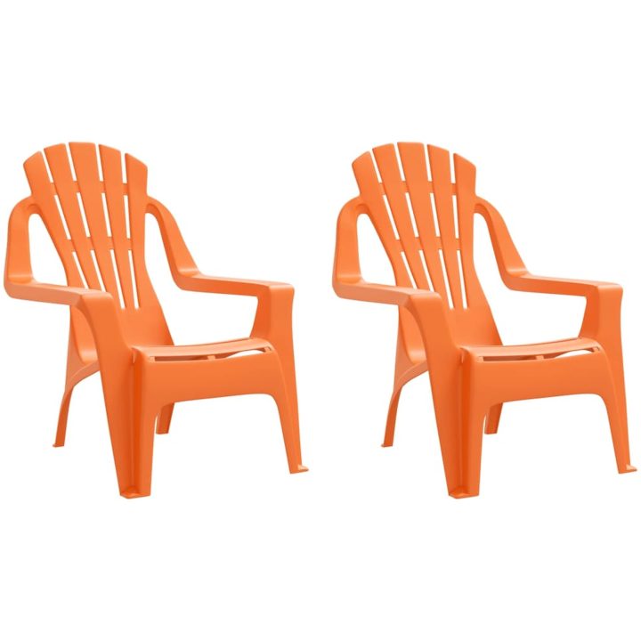 Trädgårdsstolar 2 st för barn orange 37x34x44 cm PP träutseende vidaXL – bild 2