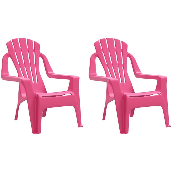 Trädgårdsstolar 2 st för barn rosa 37x34x44 cm PP träutseende vidaXL – bild 2