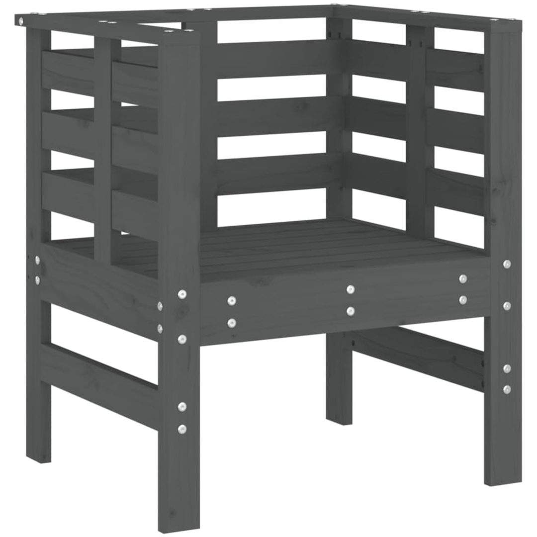 Trädgårdsstolar 2 st grå 61,5x53x71 cm massiv furu vidaXL – bild 4