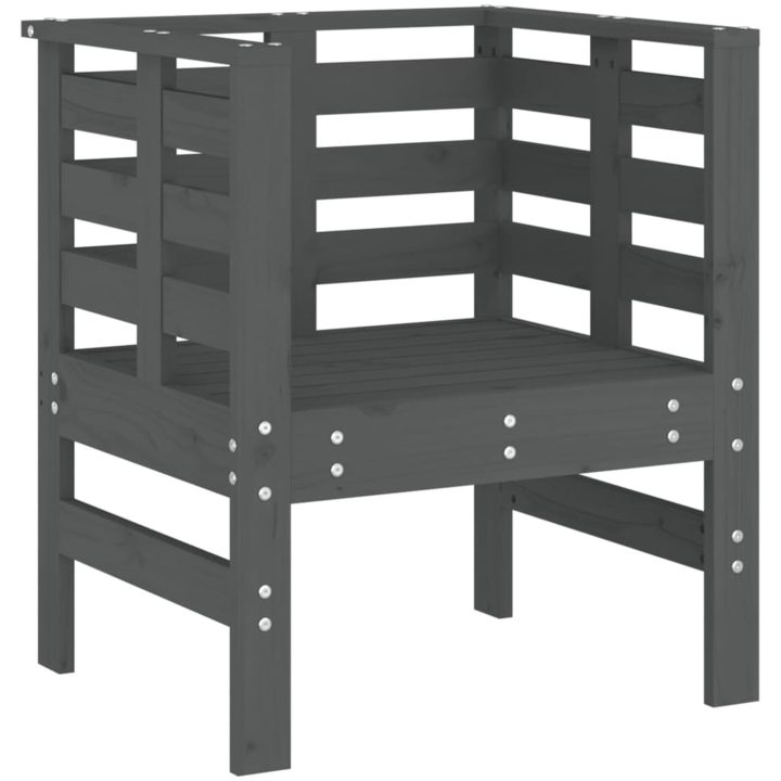 Trädgårdsstolar 2 st grå 61,5x53x71 cm massiv furu vidaXL – bild 4
