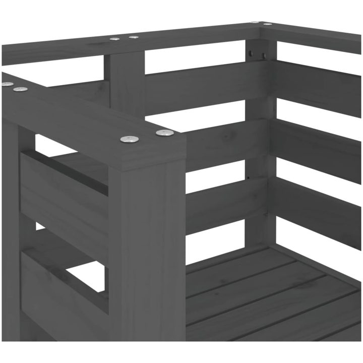 Trädgårdsstolar 2 st grå 61,5x53x71 cm massiv furu vidaXL – bild 8