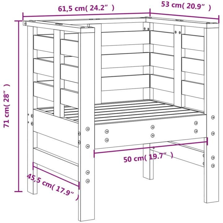 Trädgårdsstolar 2 st grå 61,5x53x71 cm massiv furu vidaXL – bild 10