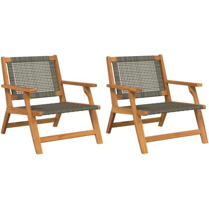Trädgårdsstolar 2 st Grå 76x67x73.5 cm Massivt trä akaciaträ vidaXL 67 x 78 x 73 cm – bild 2
