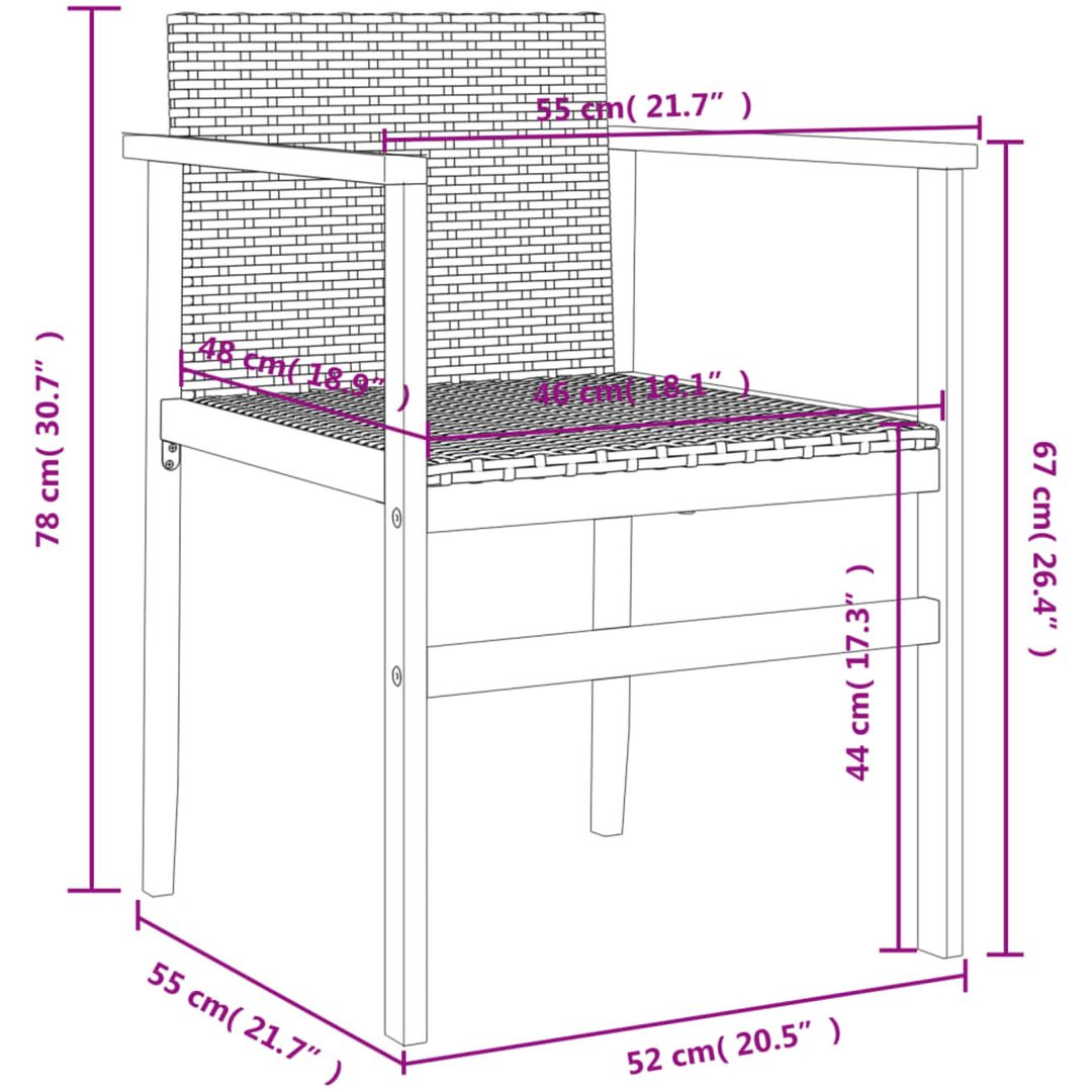 Trädgårdsstolar 2 st grå konstrotting och massivt trä vidaXL – bild 10