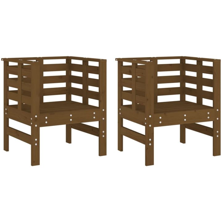 Trädgårdsstolar 2 st honungsbrun 61,5x53x71 cm massiv furu vidaXL – bild 2
