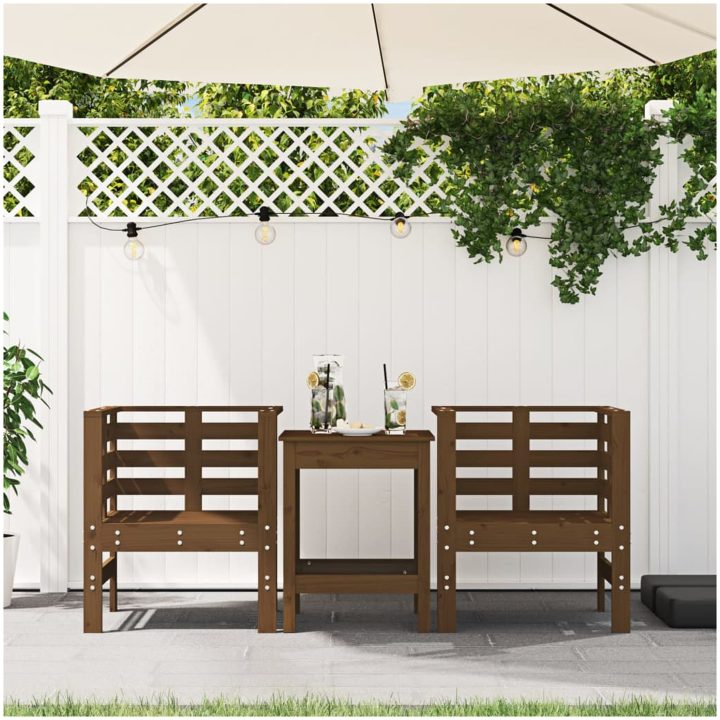 Trädgårdsstolar 2 st honungsbrun 61,5x53x71 cm massiv furu vidaXL – bild 3