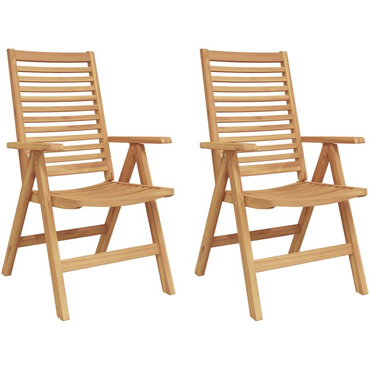 Trädgårdsstolar 2 st i solid teak vidaXL Standard – bild 2
