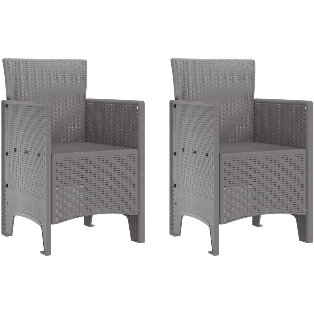 Trädgårdsstolar 2 st Ljusgrå Poly Rattan vidaXL 53 x 49 x 85 cm – bild 2
