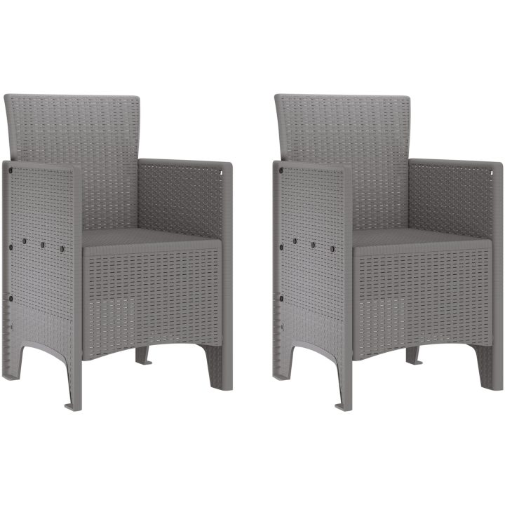 Trädgårdsstolar 2 st Ljusgrå Poly Rattan vidaXL 53 x 49 x 85 cm – bild 2