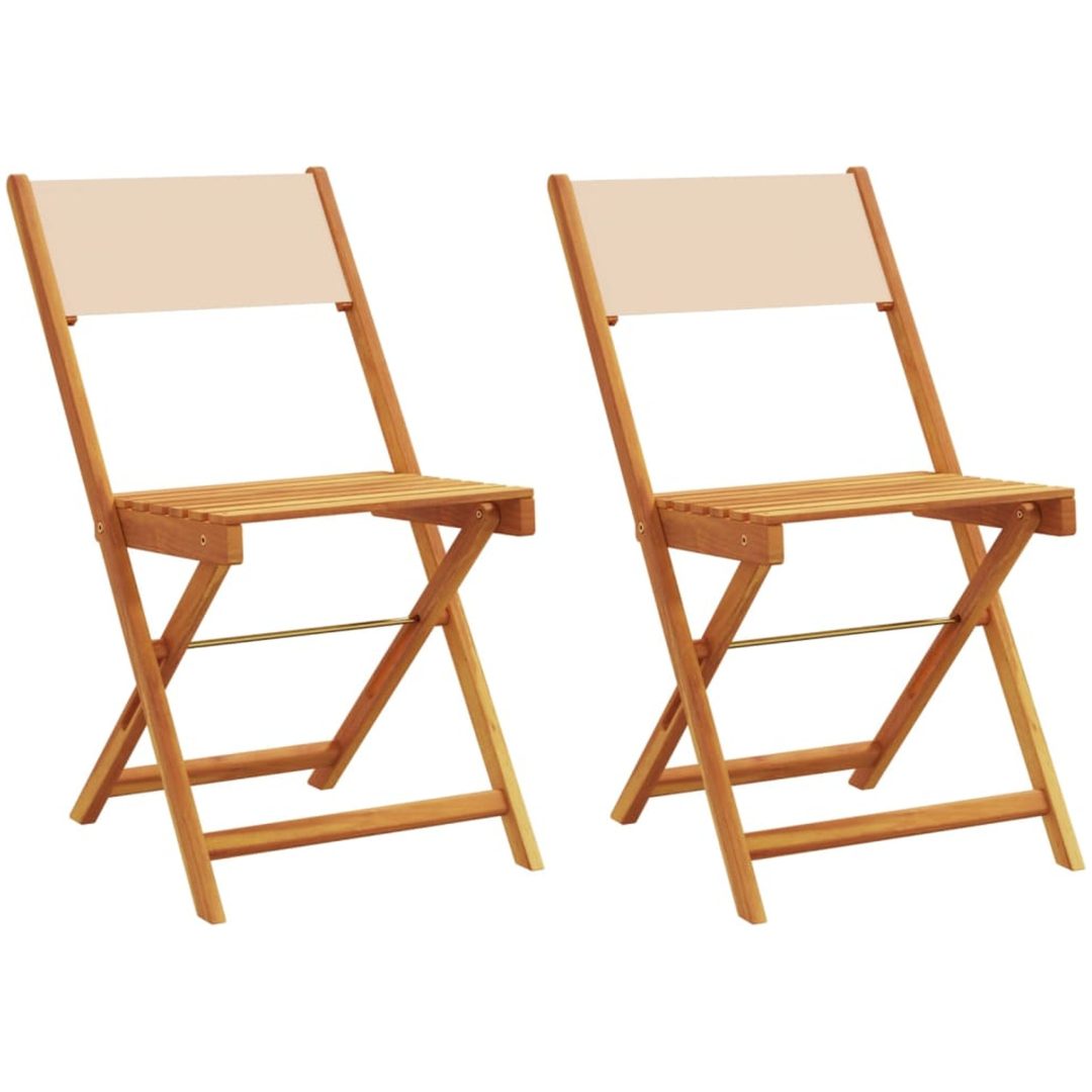 Trädgårdsstolar 2 st massiv akacia och tyg beige vidaXL – bild 2