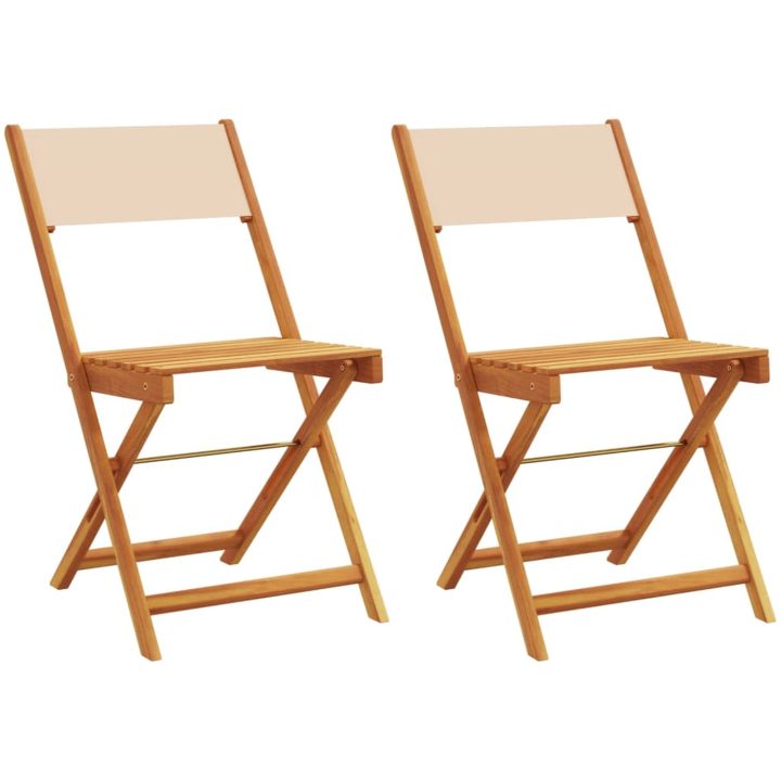 Trädgårdsstolar 2 st massiv akacia och tyg beige vidaXL – bild 2