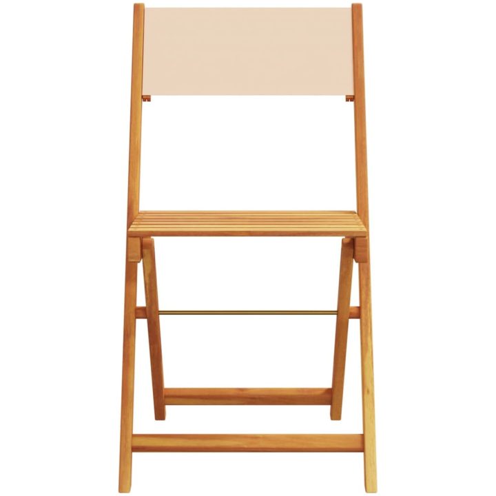 Trädgårdsstolar 2 st massiv akacia och tyg beige vidaXL – bild 5