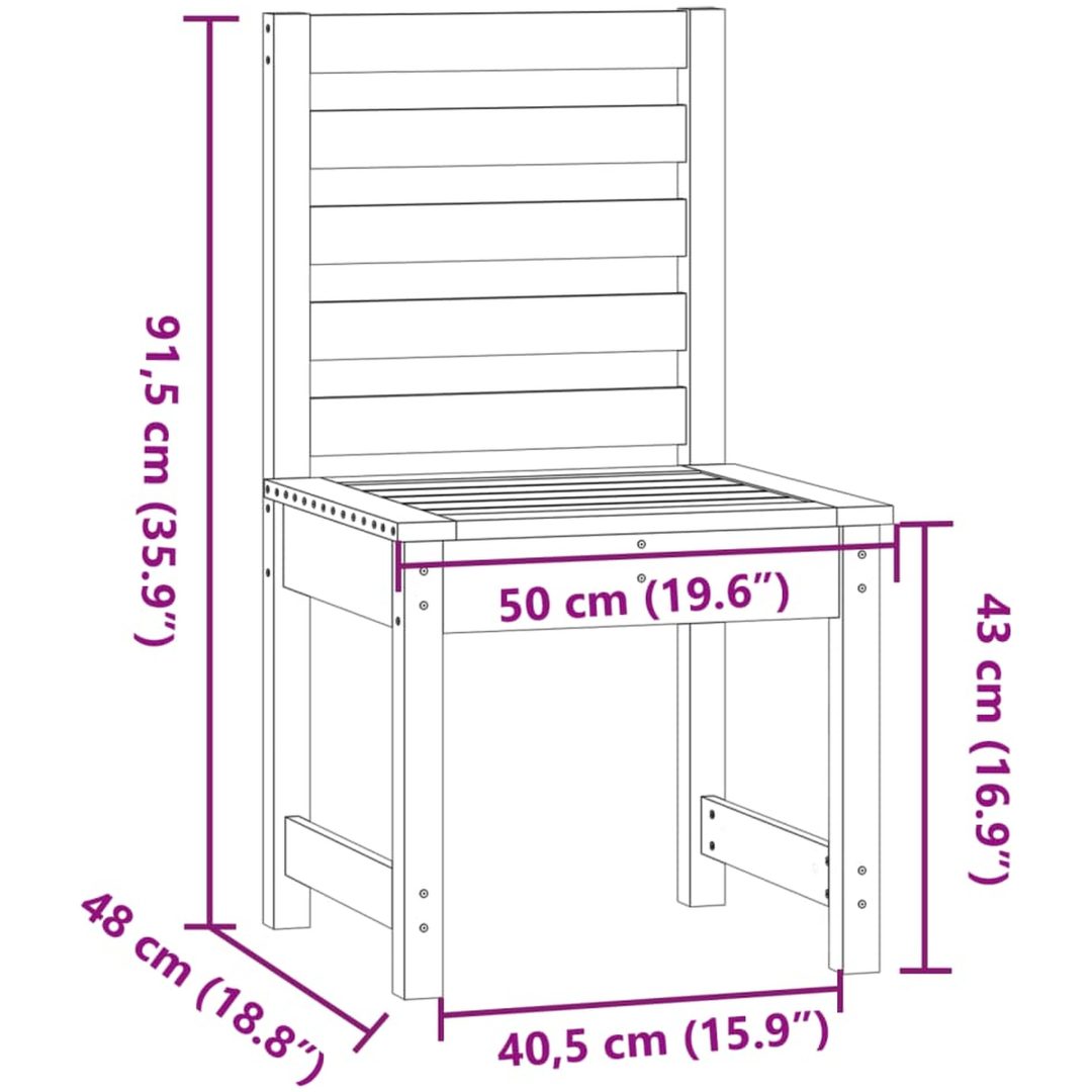 Trädgårdsstolar 2 st massiv douglasträ vidaXL 50 x 48 x 91.5 cm – bild 8