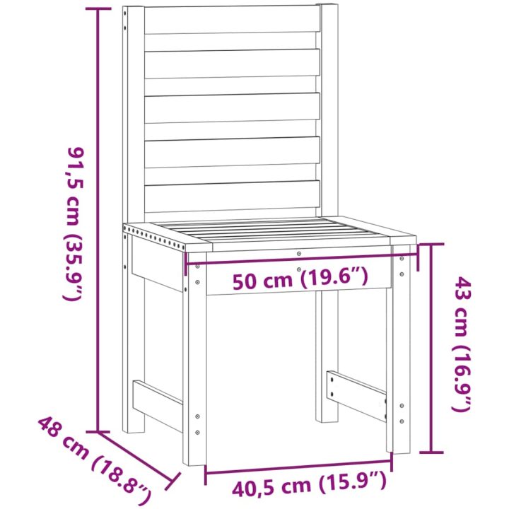 Trädgårdsstolar 2 st massiv douglasträ vidaXL 50 x 48 x 91.5 cm – bild 8