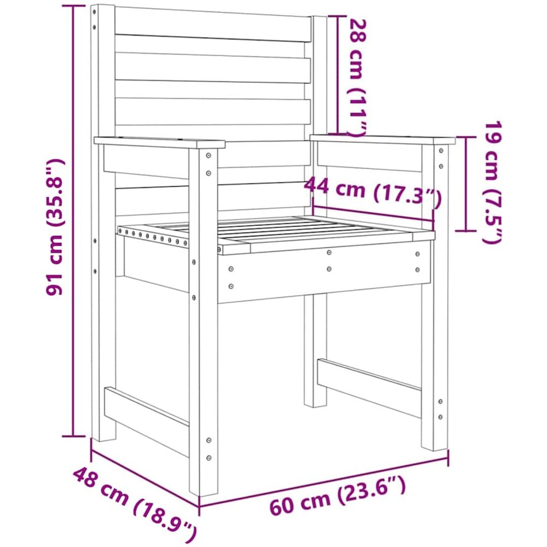 Trädgårdsstolar 2 st massivt douglasträ vidaXL 60 x 48 x 91 cm – bild 8