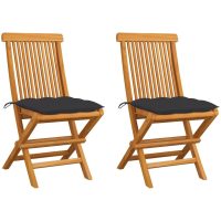 Trädgårdsstolar 2 st med antracita dynor massiv teak vidaXL